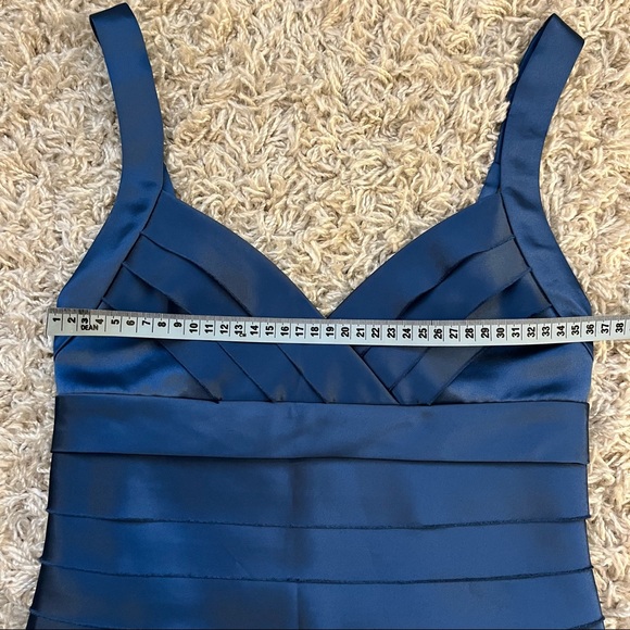 BCBG Blue Satin Tiered Dress - Picture 7 of 8